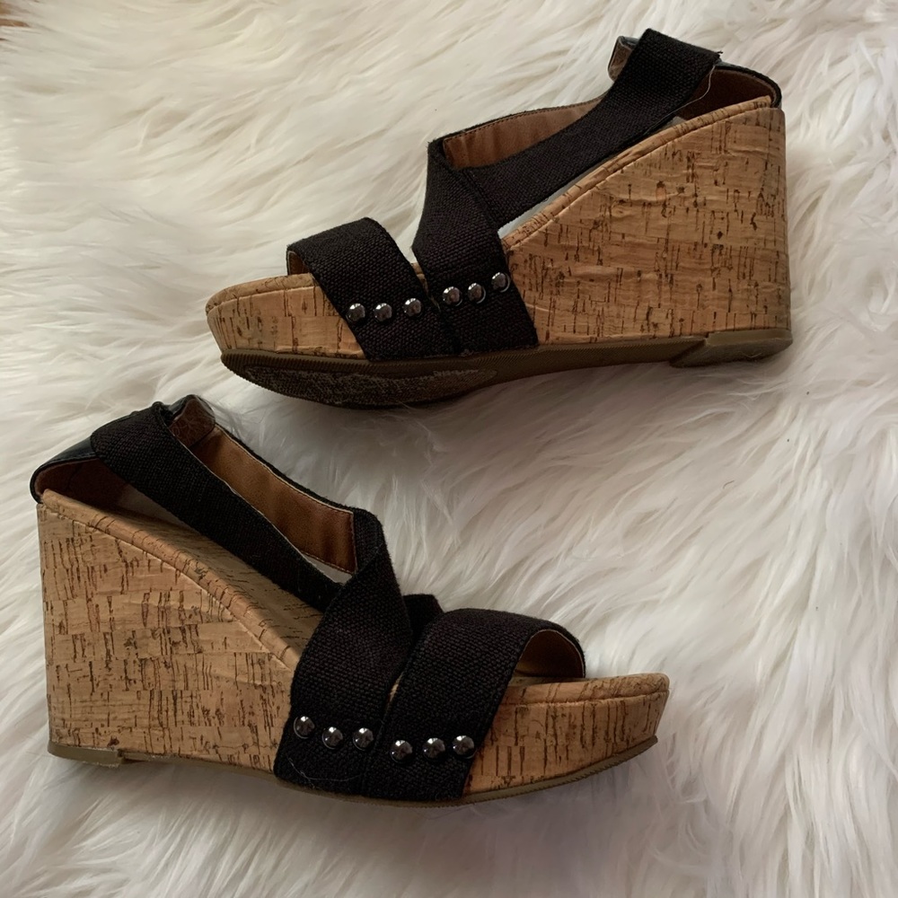 Lucky Brand “Midge” Cork Wedge Sandals